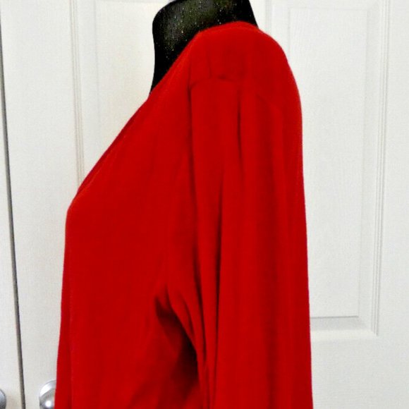 Christmas Red Blouse Niashot Long Sleeve Women Size 2XL Holiday Party Office NWT - Picture 4 of 11